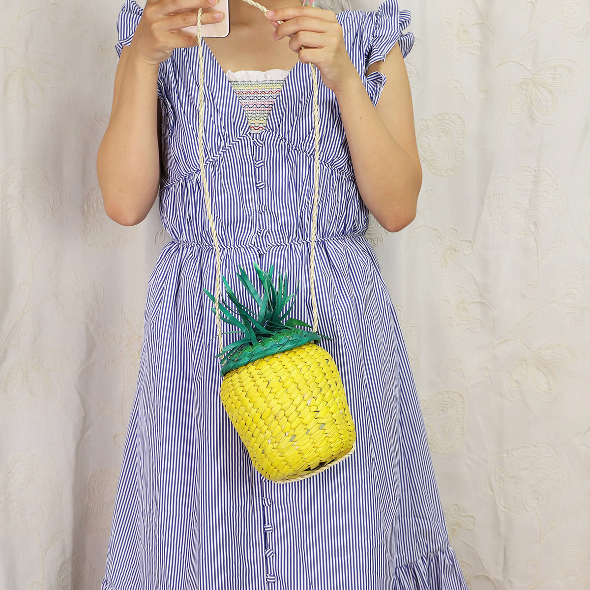 パイナップル シュロ製 カゴバッグ メキシコ手編み - 画像 (4)