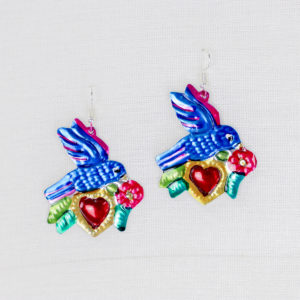 オハラタ ブリキピアス ブルーバードコラソンハート メキシコ