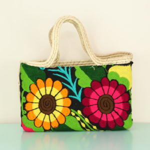 花柄刺繍カゴバッグ メキシコ手編み 006