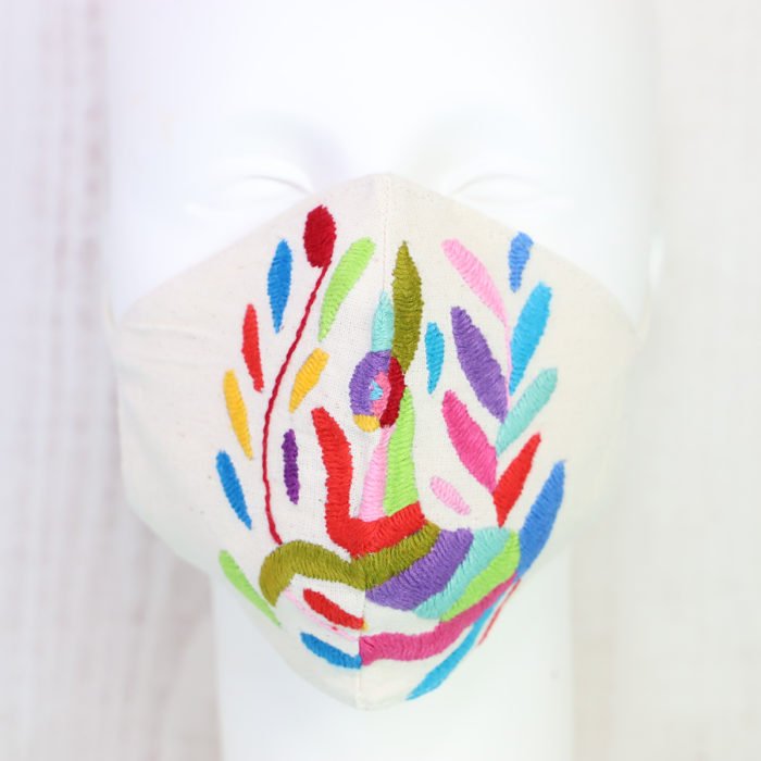 メキシコ テナンゴ地方 オトミ刺繍 布マスク 綿100% 06 ‣ メキシコ輸入