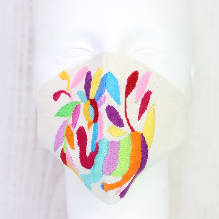 メキシコ テナンゴ地方 オトミ刺繍 布マスク 綿100% 06 ‣ メキシコ輸入
